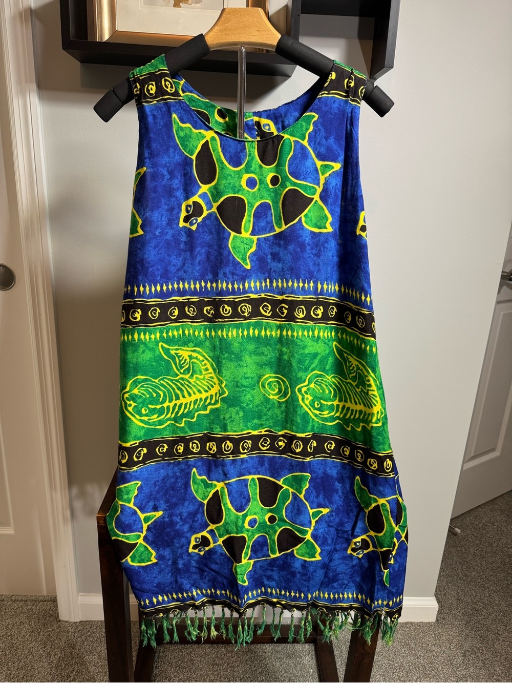 Blue & Green Turtle-Print Women's Swim One-Piece Cover-Up